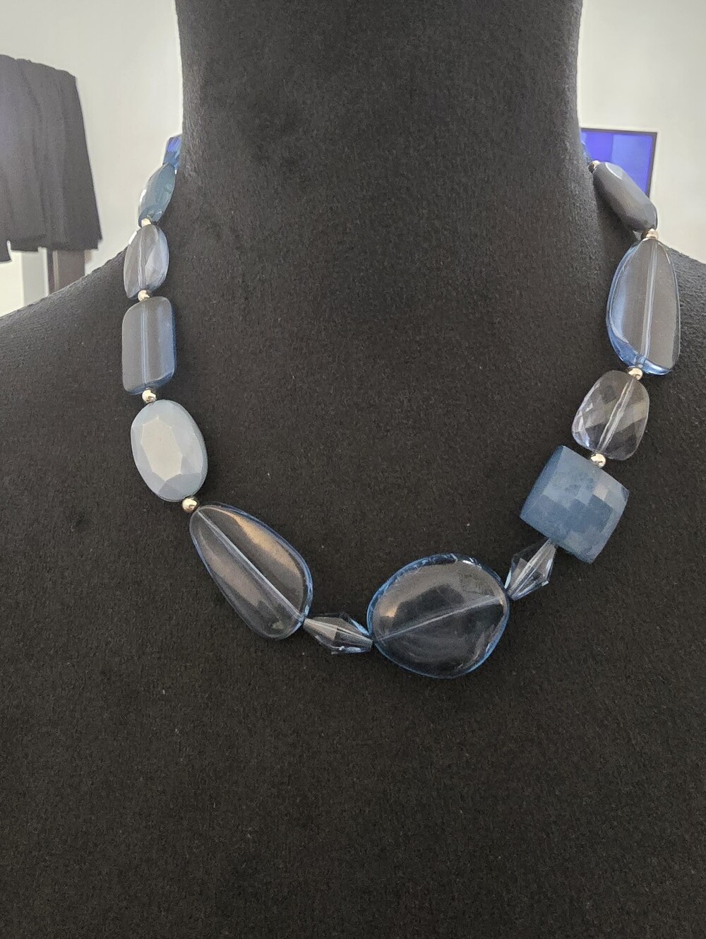 Vintage Elegant Baby Blue Statement Necklace - Women Jewelry 20in